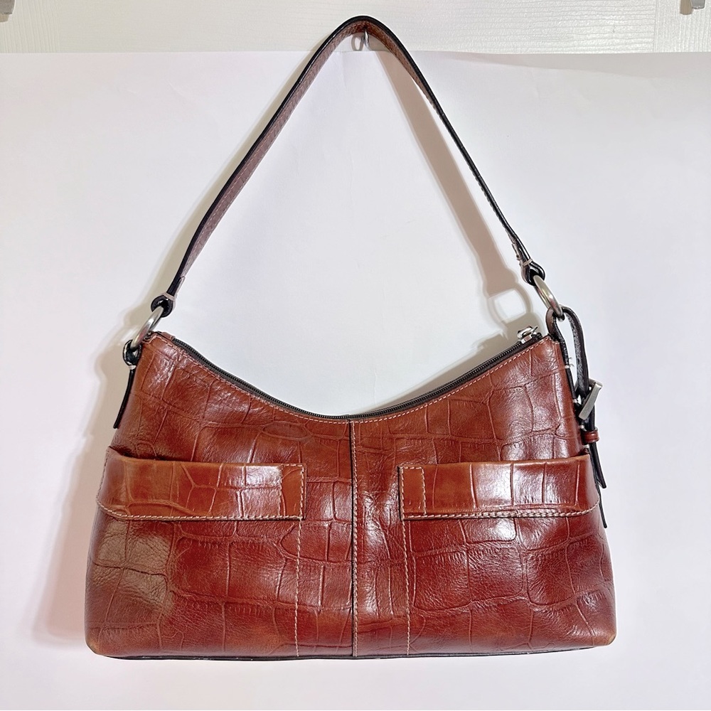 Vintage Fossil 1954 Whiskey Brown Leather Purse Handbag Shoulder Bag #75082